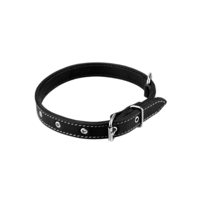 Midnight Black Leather Collar